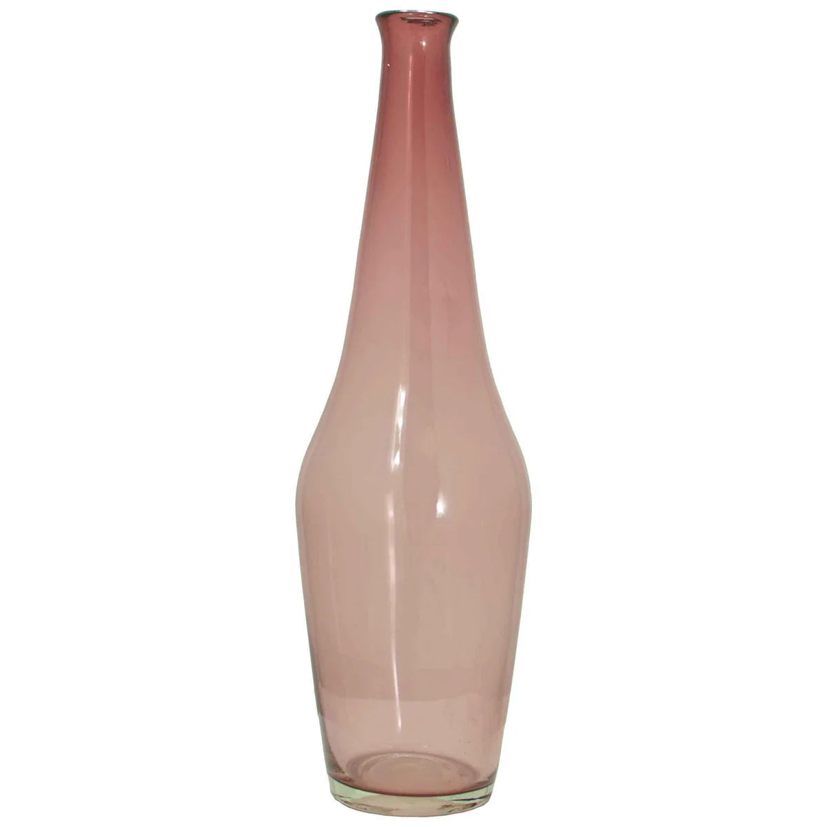 20IN TRANSLUCENT PINK GLASS ROSE VASE