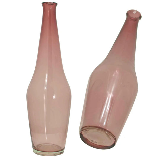 20IN TRANSLUCENT PINK GLASS ROSE VASE