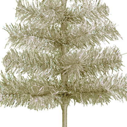ANTIQUE SILVER TINSEL CHRISTMAS TREE