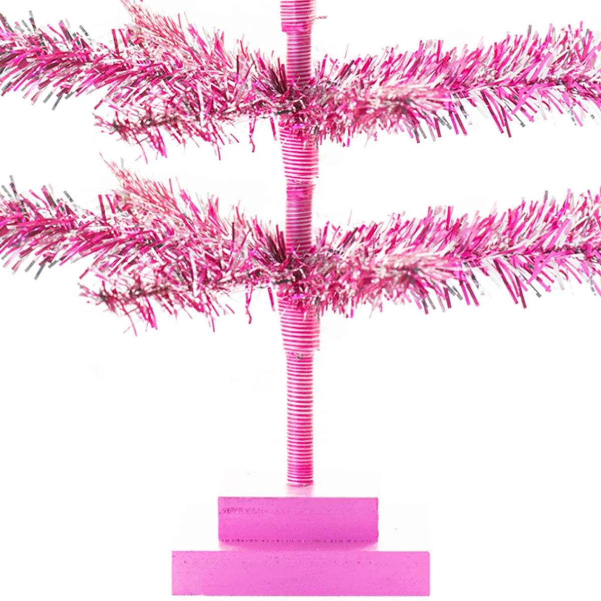 24IN VINTAGE PINK & SILVER TINSEL CHRISTMAS TREE