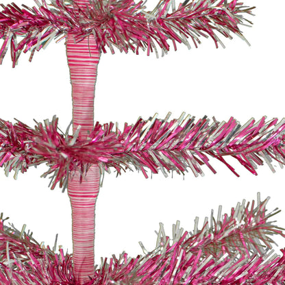 28IN VINTAGE PINK & SILVER TINSEL CHRISTMAS TREE