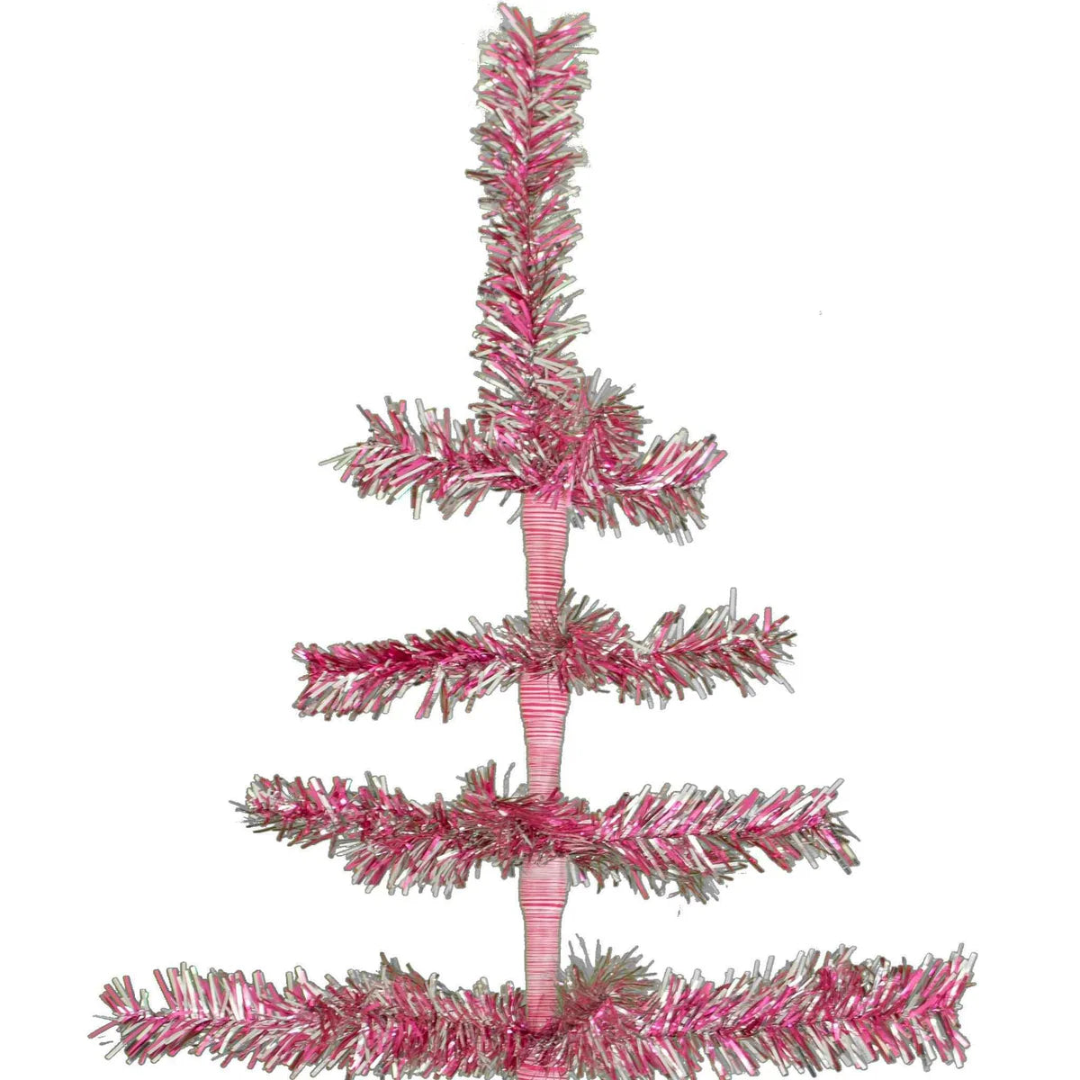 28IN VINTAGE PINK & SILVER TINSEL CHRISTMAS TREE