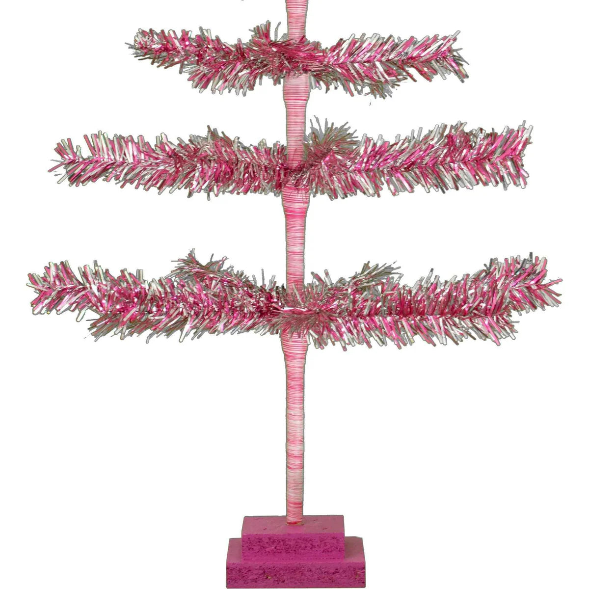 28IN VINTAGE PINK & SILVER TINSEL CHRISTMAS TREE