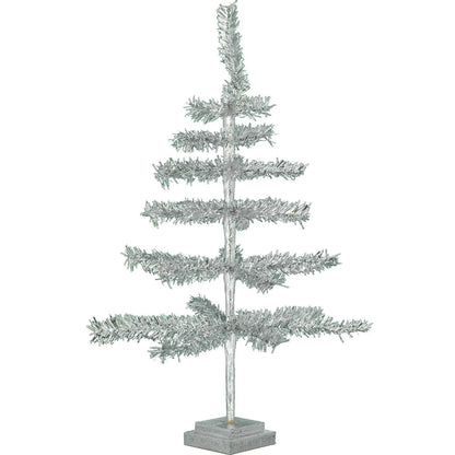 28IN VINTAGE SILVER TINSEL CHRISTMAS TREE