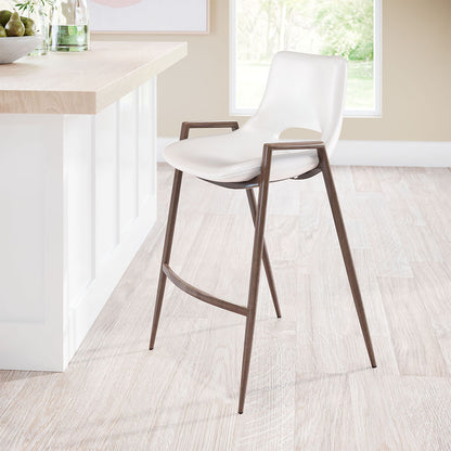 DESI COUNTER STOOL WHITE & WALNUT