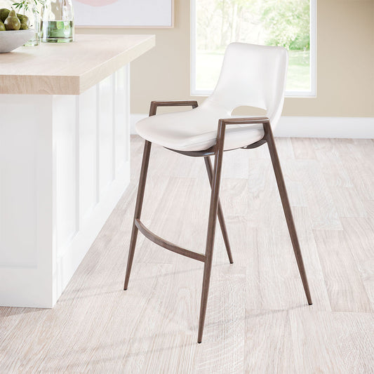 DESI COUNTER STOOL WHITE & WALNUT