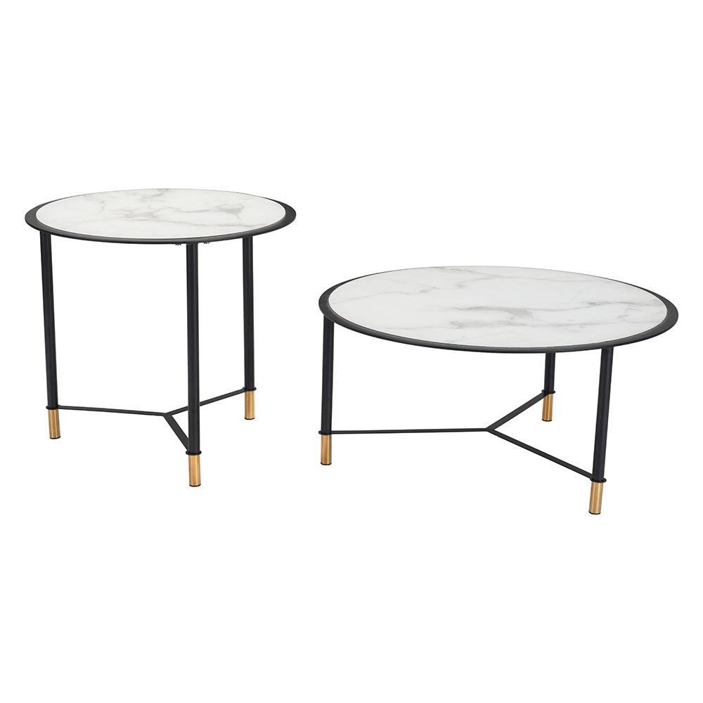 DAVIS COFFEE TABLE SET WHITE & BLACK