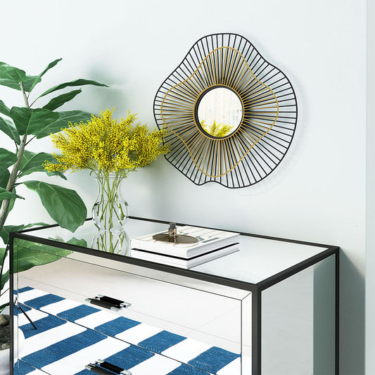 COMET ROUND MIRROR BLACK & GOLD