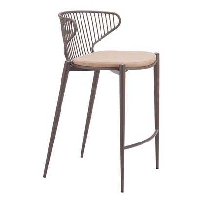SILUES COUNTER STOOL TAUPE & BROWN