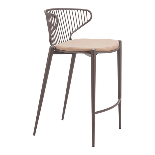 SILUES COUNTER STOOL TAUPE & BROWN