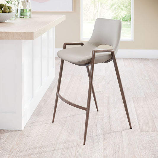 DESI COUNTER STOOL BEIGE & WALNUT