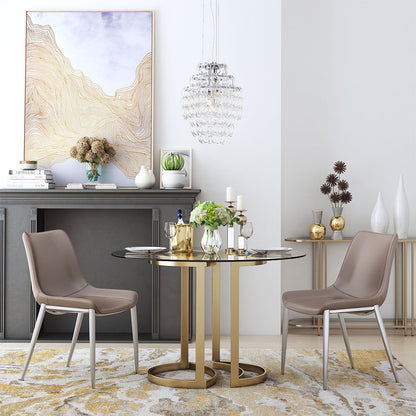 MAGNUS DINING CHAIR BROWN & SILVER