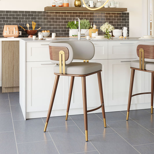 BREW BARSTOOL BEIGE & WALNUT