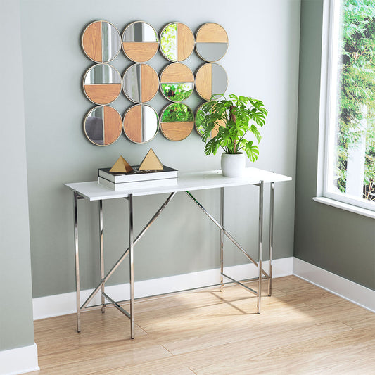 CYCLE ROUND MIRROR GOLD & WALNUT