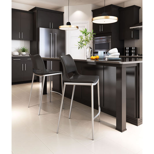 ACE COUNTER STOOL BLACK & SILVER