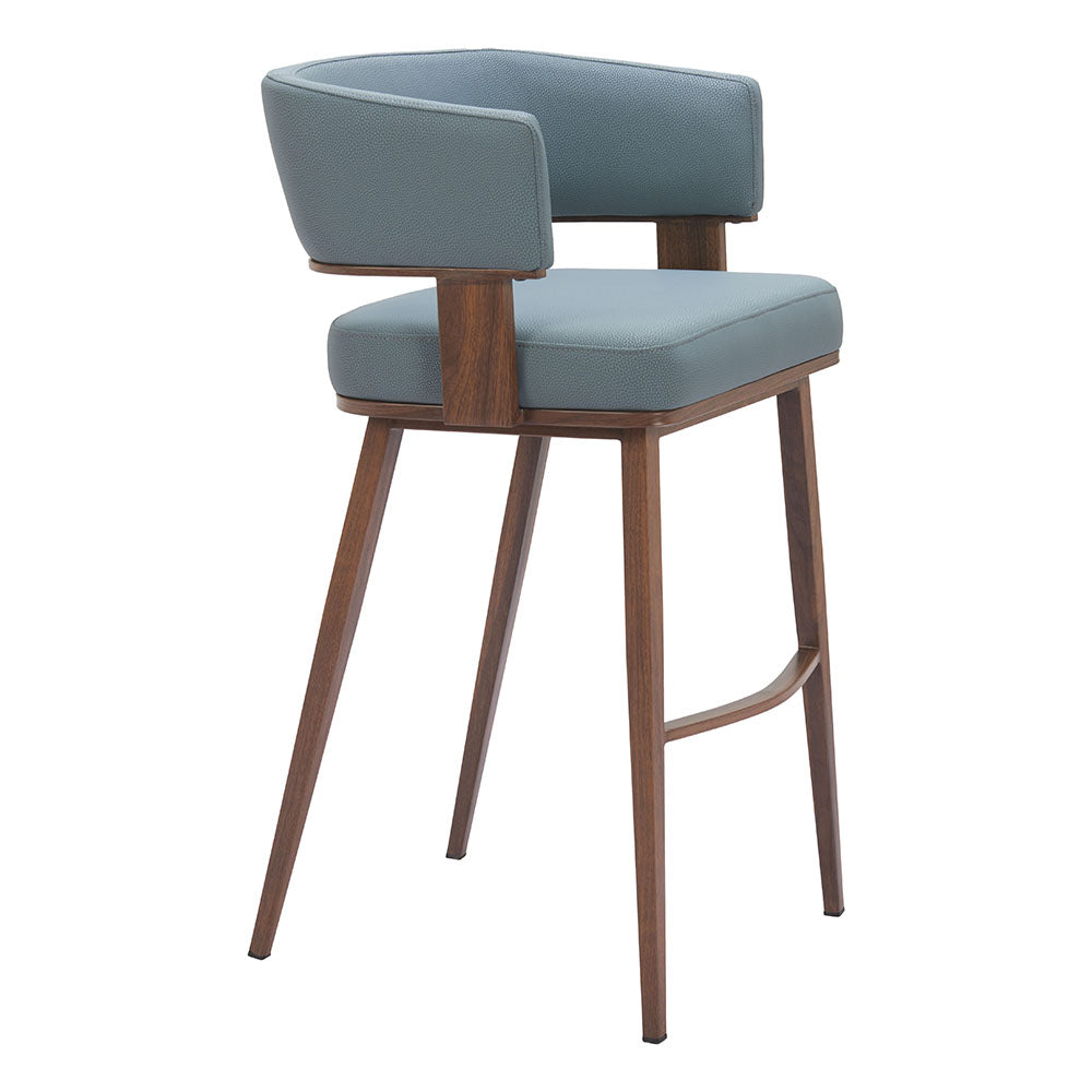 POISE BARSTOOL AZURE GRAY & WALNUT