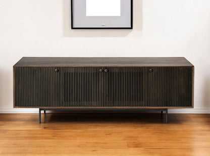 20" Brown Solid Wood Cabinet Enclosed Storage TV Stand