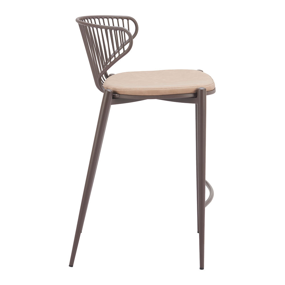 SILUES COUNTER STOOL TAUPE & BROWN