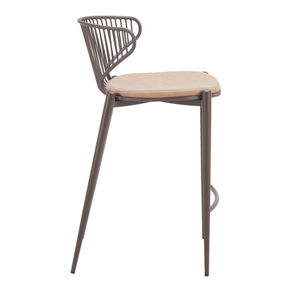 SILUES COUNTER STOOL TAUPE & BROWN