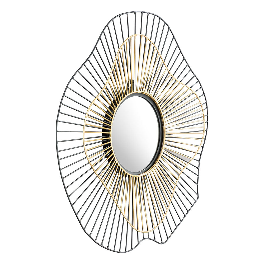 COMET ROUND MIRROR BLACK & GOLD