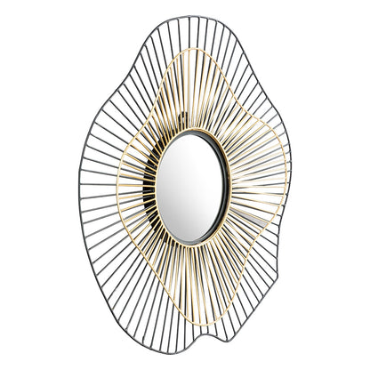COMET ROUND MIRROR BLACK & GOLD