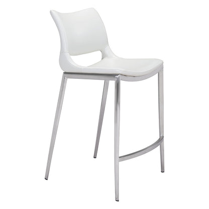 ACE COUNTER STOOL WHITE & SILVER