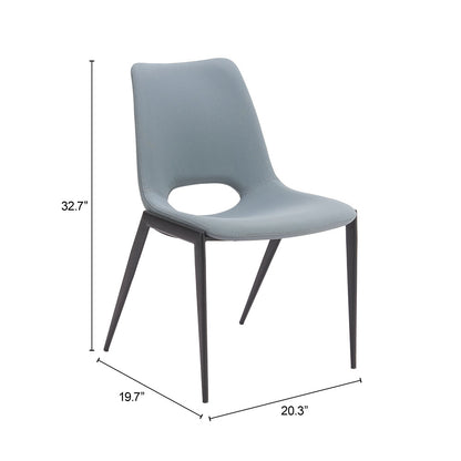 DESI ARMLESS DINING CHAIR AZURE GRAY