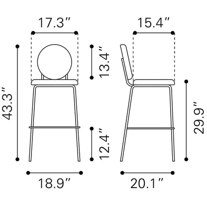 ODESSA BARSTOOL GREEN & GOLD