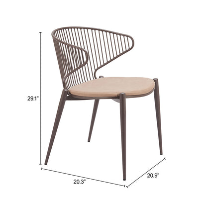 SILUES DINING CHAIR TAUPE & BROWN