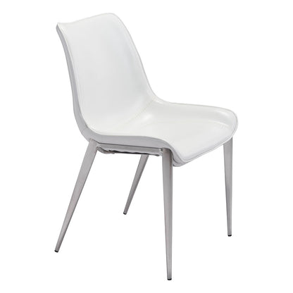 MAGNUS DINING CHAIR WHITE & SILVER
