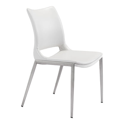 ACE DINING CHAIR WHITE & SILVER