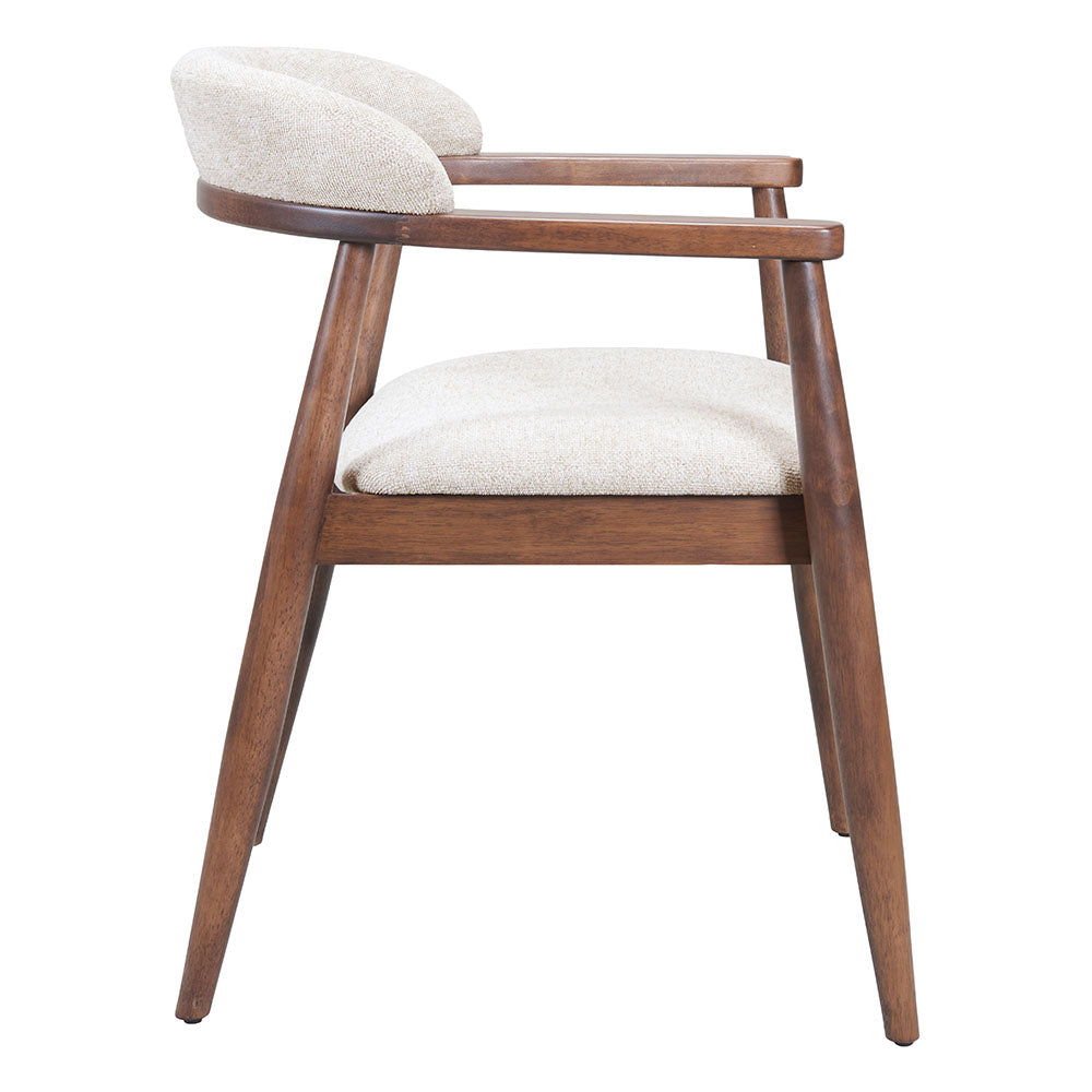 GOKA DINING CHAIR BEIGE & WALNUT