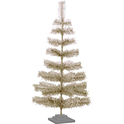 ANTIQUE SILVER TINSEL CHRISTMAS TREE