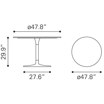 METROPOLIS DINING TABLE GRAY & SILVER