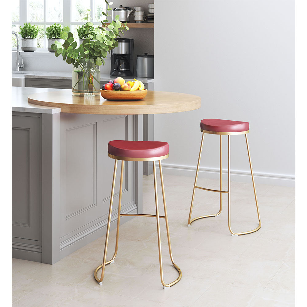 BREE BARSTOOL BURGUNDY & GOLD