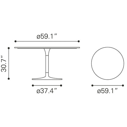 STAR CITY DINING TABLE (60") GRAY & SILVER