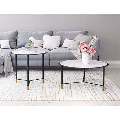 DAVIS COFFEE TABLE SET WHITE & BLACK