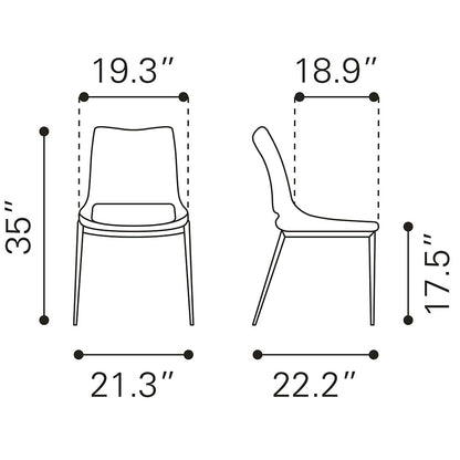 ACE DINING CHAIR WHITE & SILVER