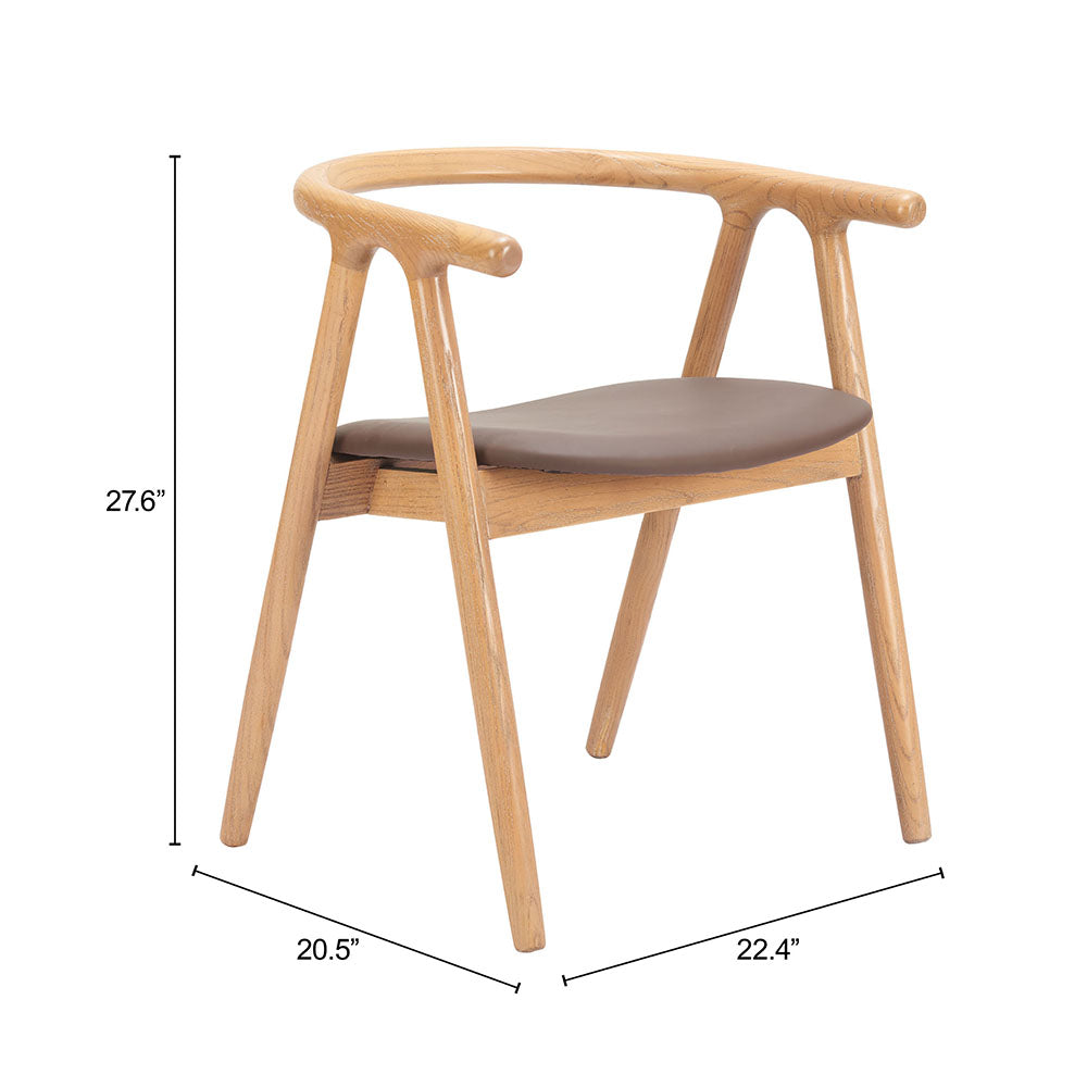 PEKER DINING CHAIR BROWN & NATURAL