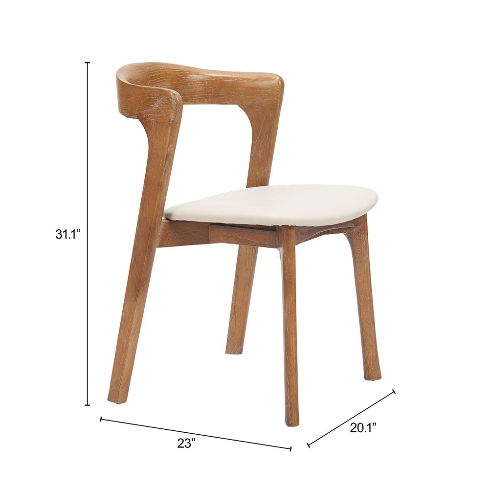 PIORO DINING CHAIR BEIGE & WALNUT