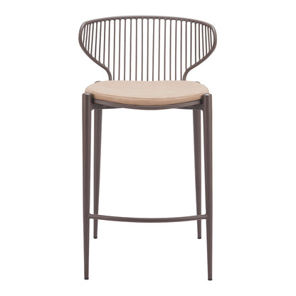 SILUES COUNTER STOOL TAUPE & BROWN