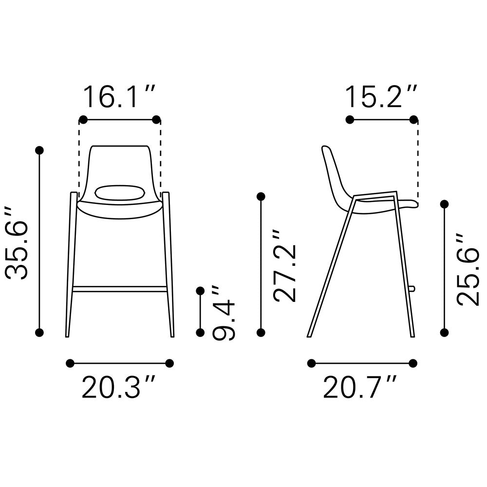 DESI COUNTER STOOL WHITE & WALNUT
