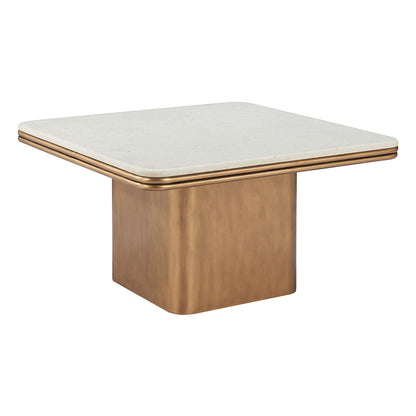 CHER COFFEE TABLE WHITE & BRASS