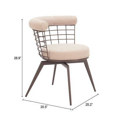 SAKU SWIVEL DINING CHAIR BEIGE & BROWN