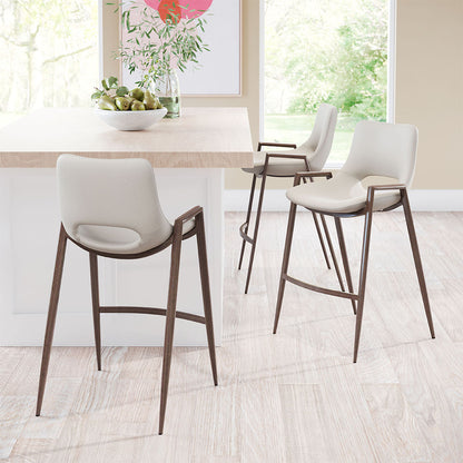 DESI COUNTER STOOL BEIGE & WALNUT