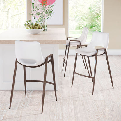 DESI COUNTER STOOL WHITE & WALNUT