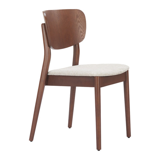 KELLUA DINING CHAIR WALNUT & BEIGE