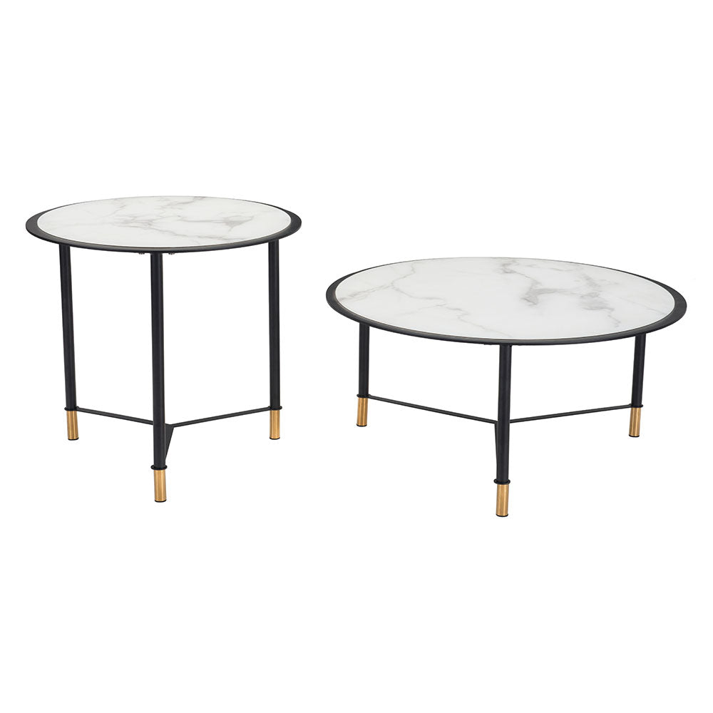 DAVIS COFFEE TABLE SET WHITE & BLACK