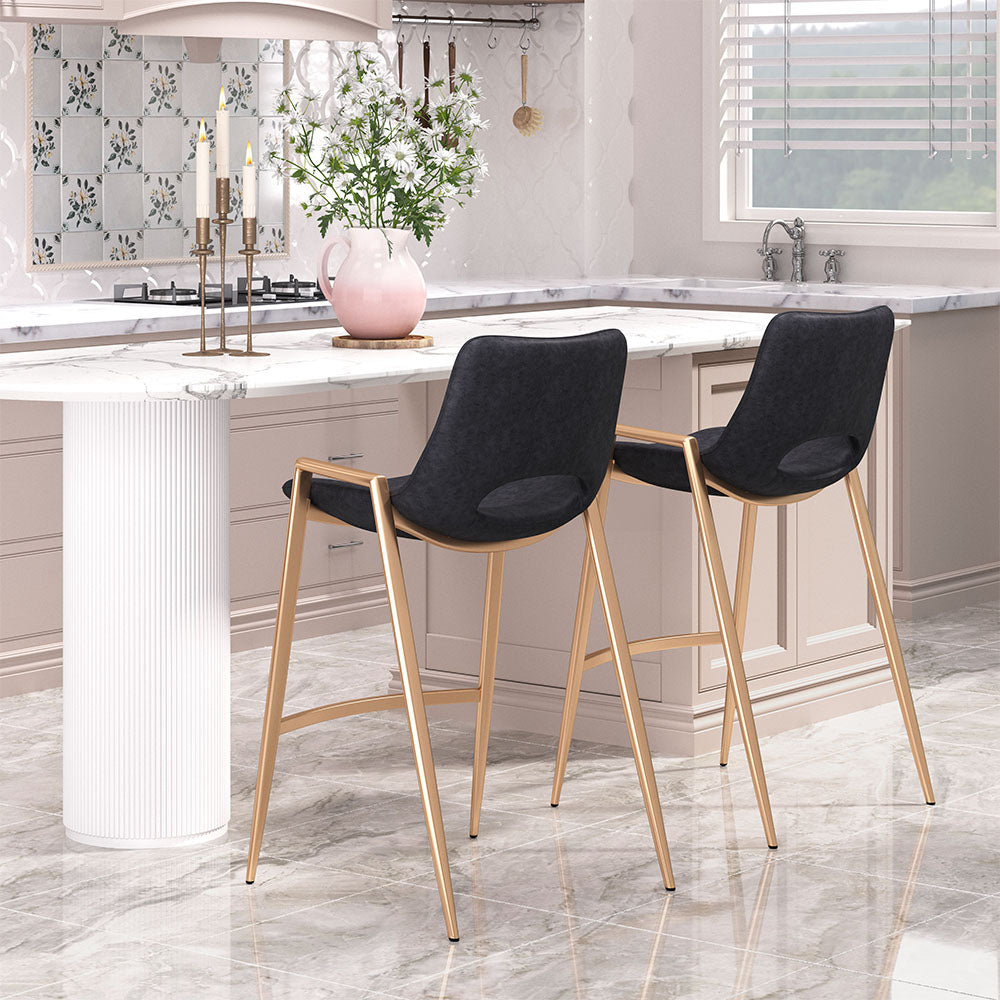 DESI COUNTER STOOL BLACK & GOLD