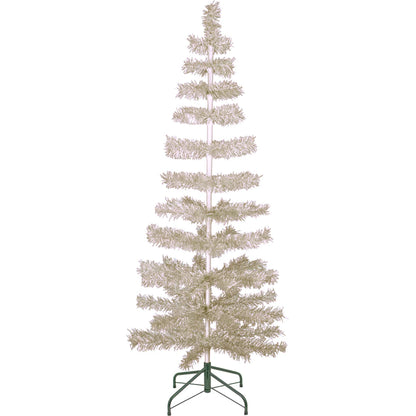 ANTIQUE SILVER TINSEL CHRISTMAS TREE